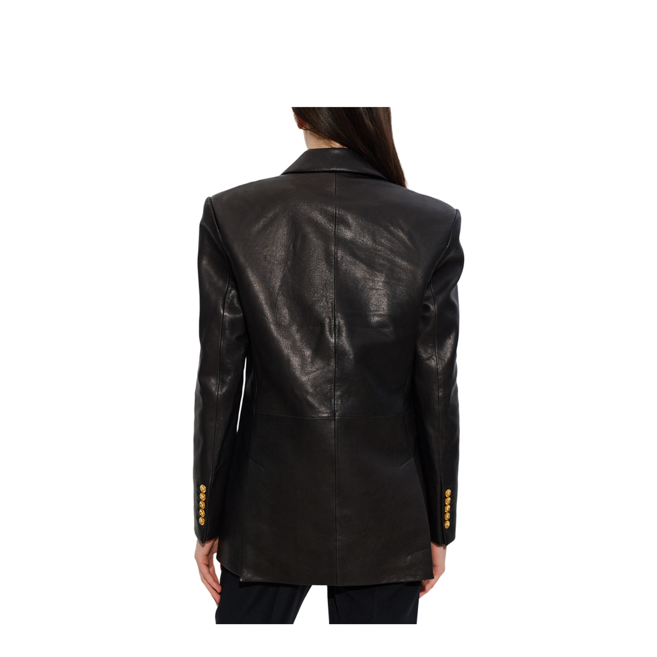 Women's Leather Blazer Black