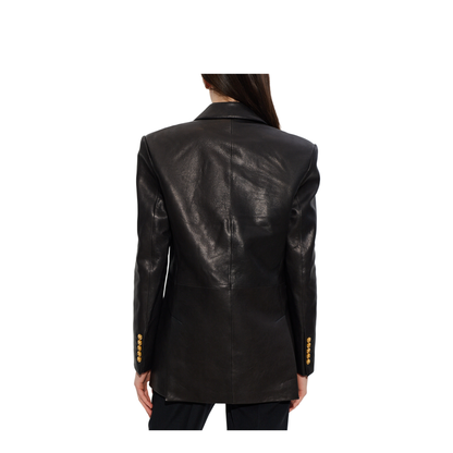 Women's Leather Blazer Black