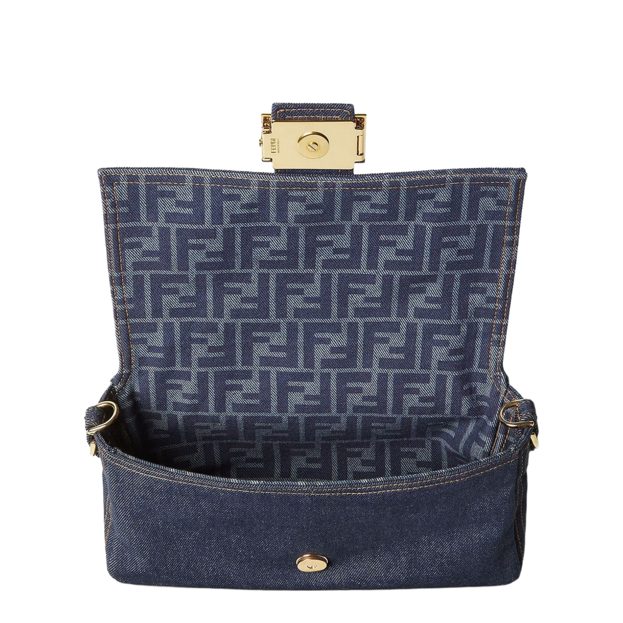Baguette Medium Denim Shoulder Bag - Blue