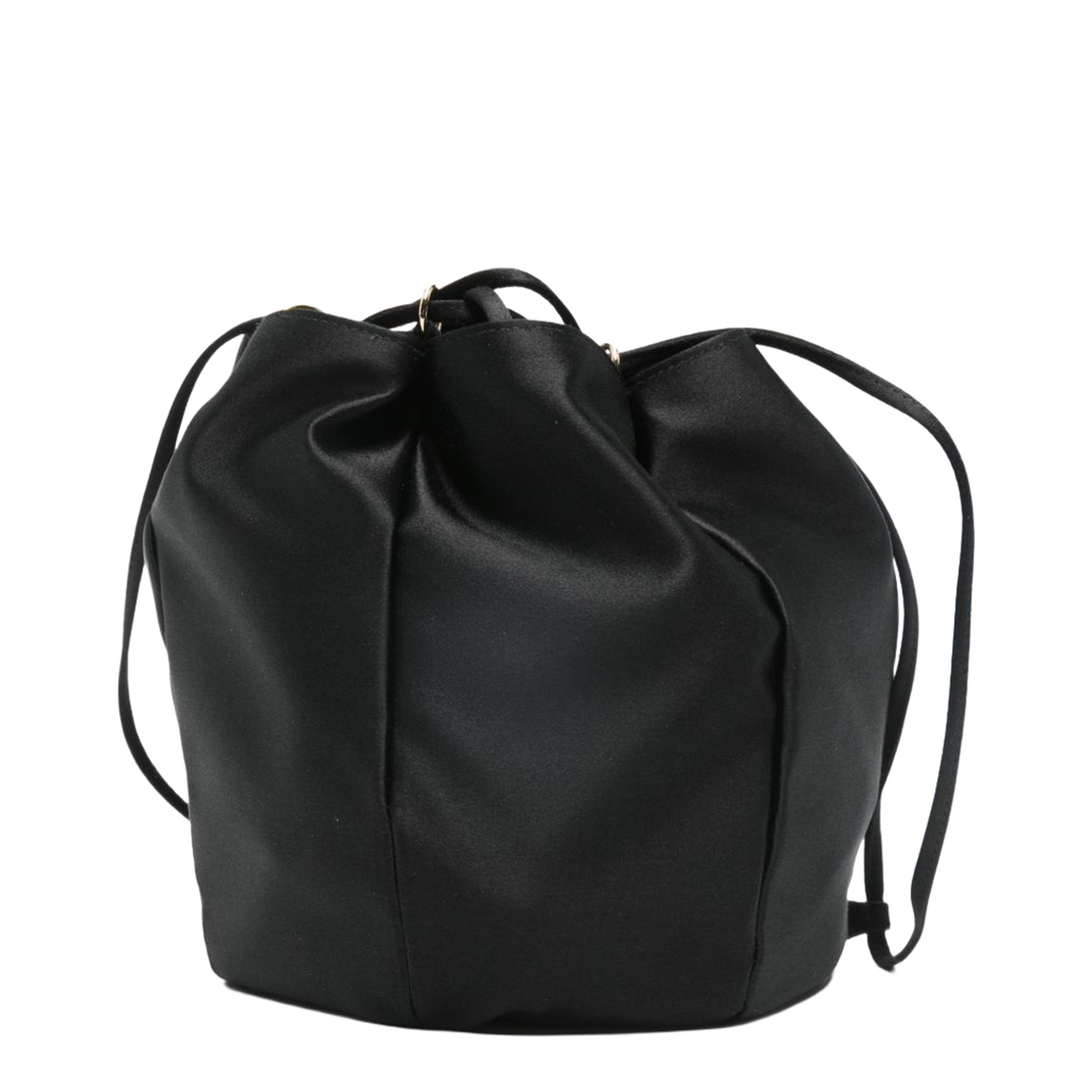 Mini Silk Viscose Bucket Bag - Black