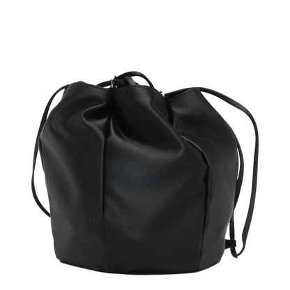 Mini Silk Viscose Bucket Bag - Black