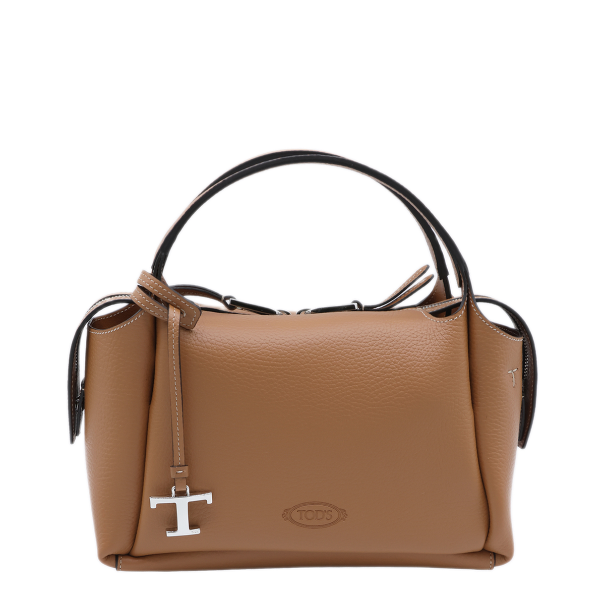 Leather Top Handle Bag - Brown
