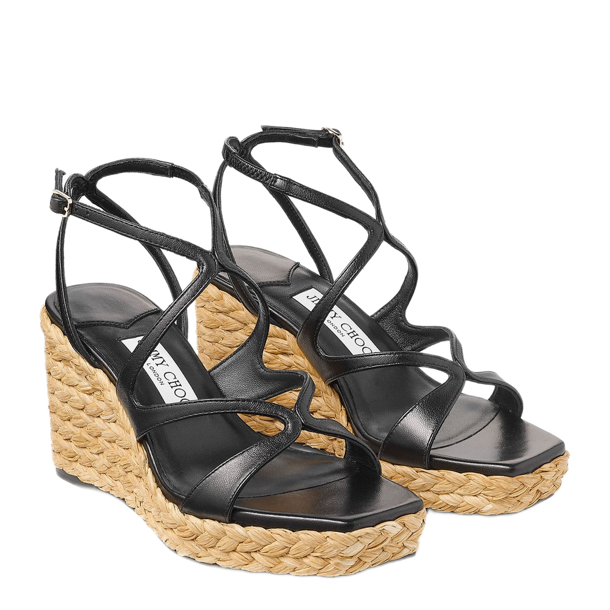 MAYFEYR - Jimmy Choo - Flat Shoes Raffia Wedge Square Toe - AYLA85CTQBLACK