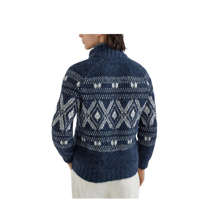 Jacquard Cardigan in Navy Blue