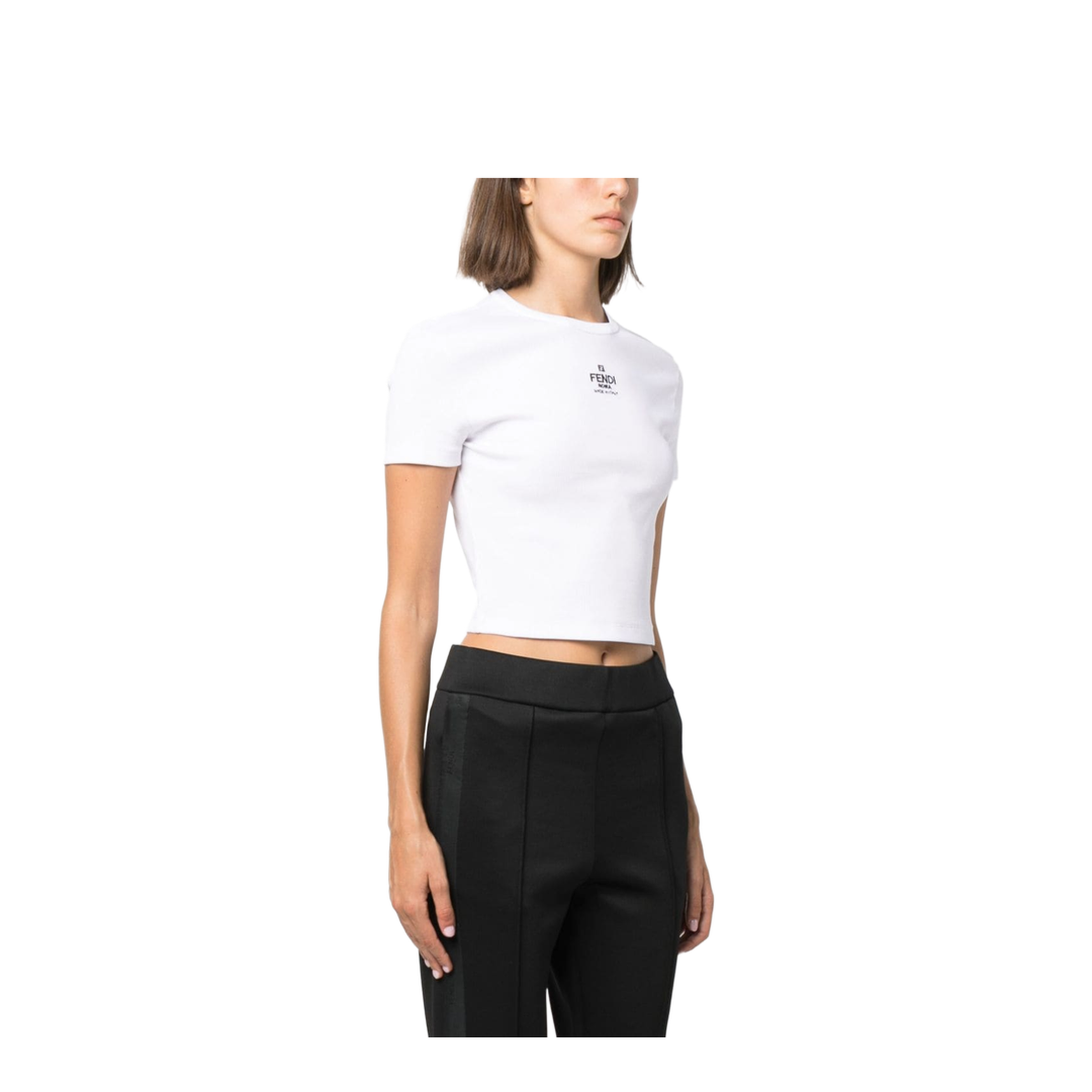 White Cropped T-Shirt with Logo