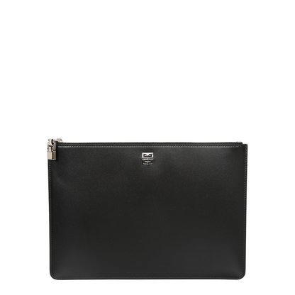 Logo Detail Flat Leather Pouch