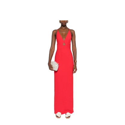 Cross-Back Straps Maxi Dress V-Neck