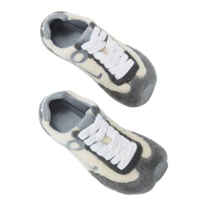 Ballet Runner Shearling Sneakers in White