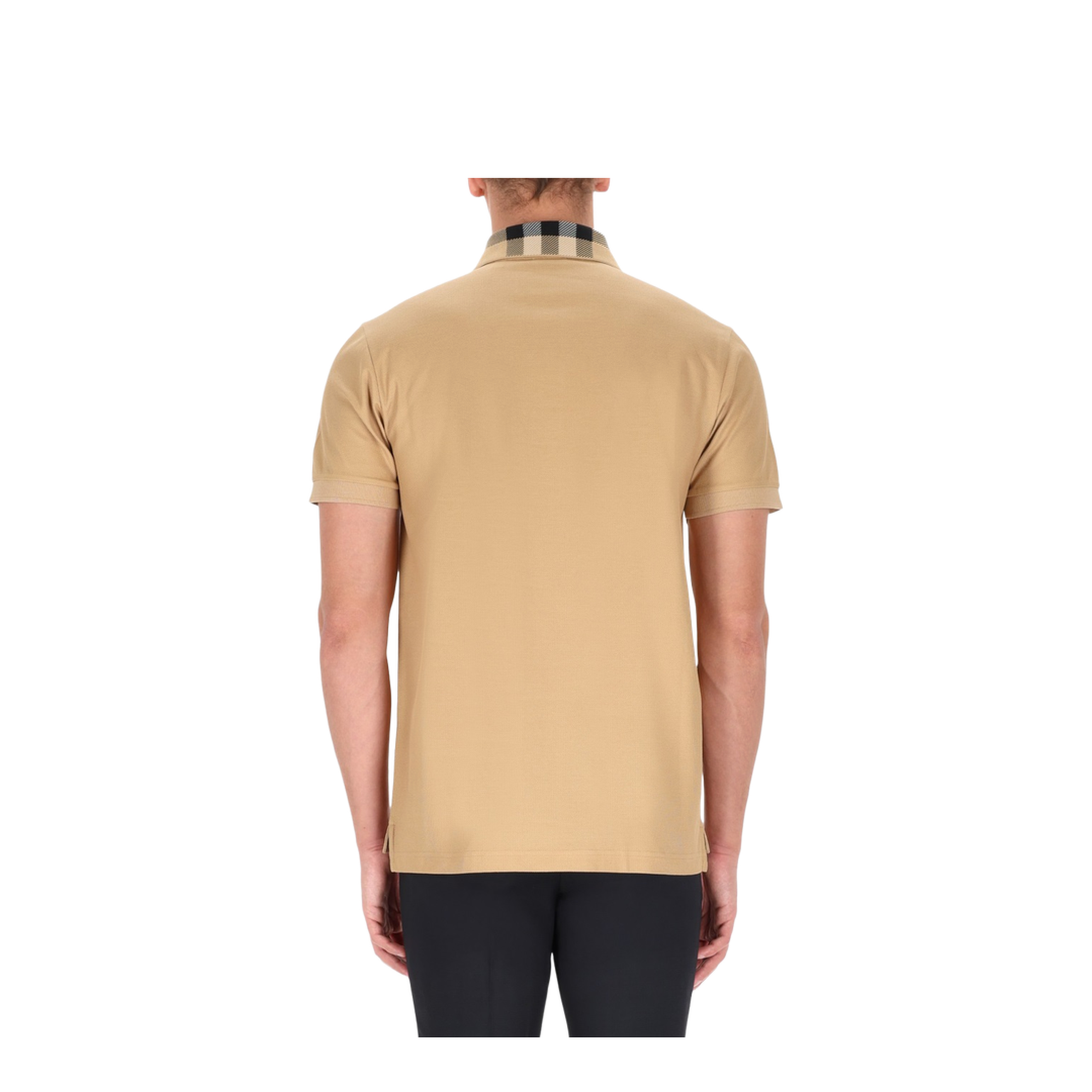 Check Collar Cotton Polo Shirt