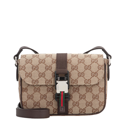 Ophidia Small Canvas Crossbody Bag - Beige
