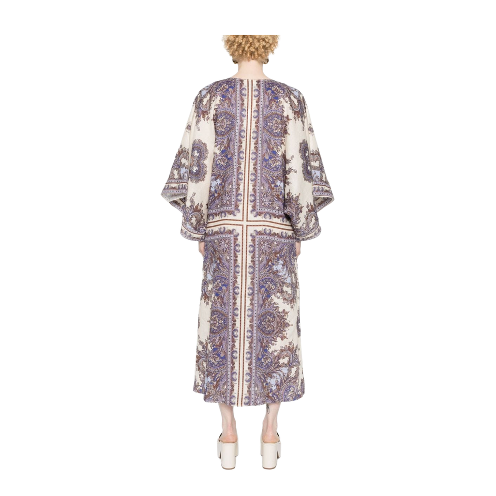 Paisley Print Linen Midi Dress