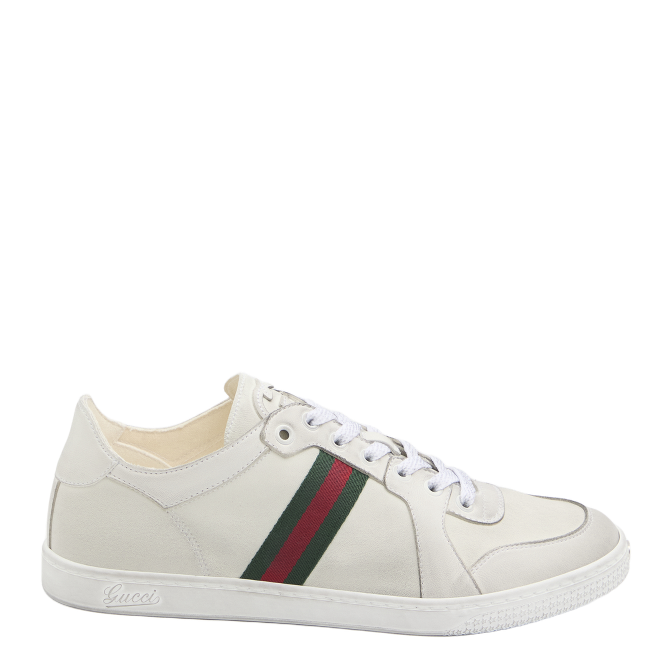 Stretch Low-Top Trainer in White Leather