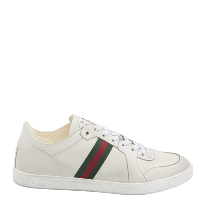 Stretch Low-Top Trainer in White Leather