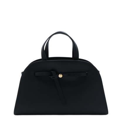 Romy Calf Leather Boston Bag - Black
