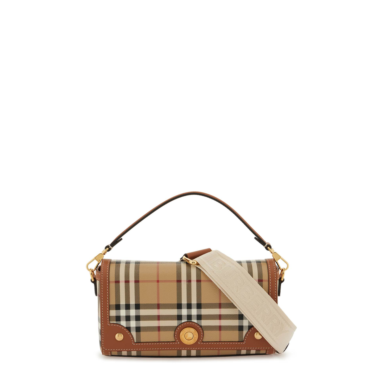 Printed Canvas and Leather Note Handbag