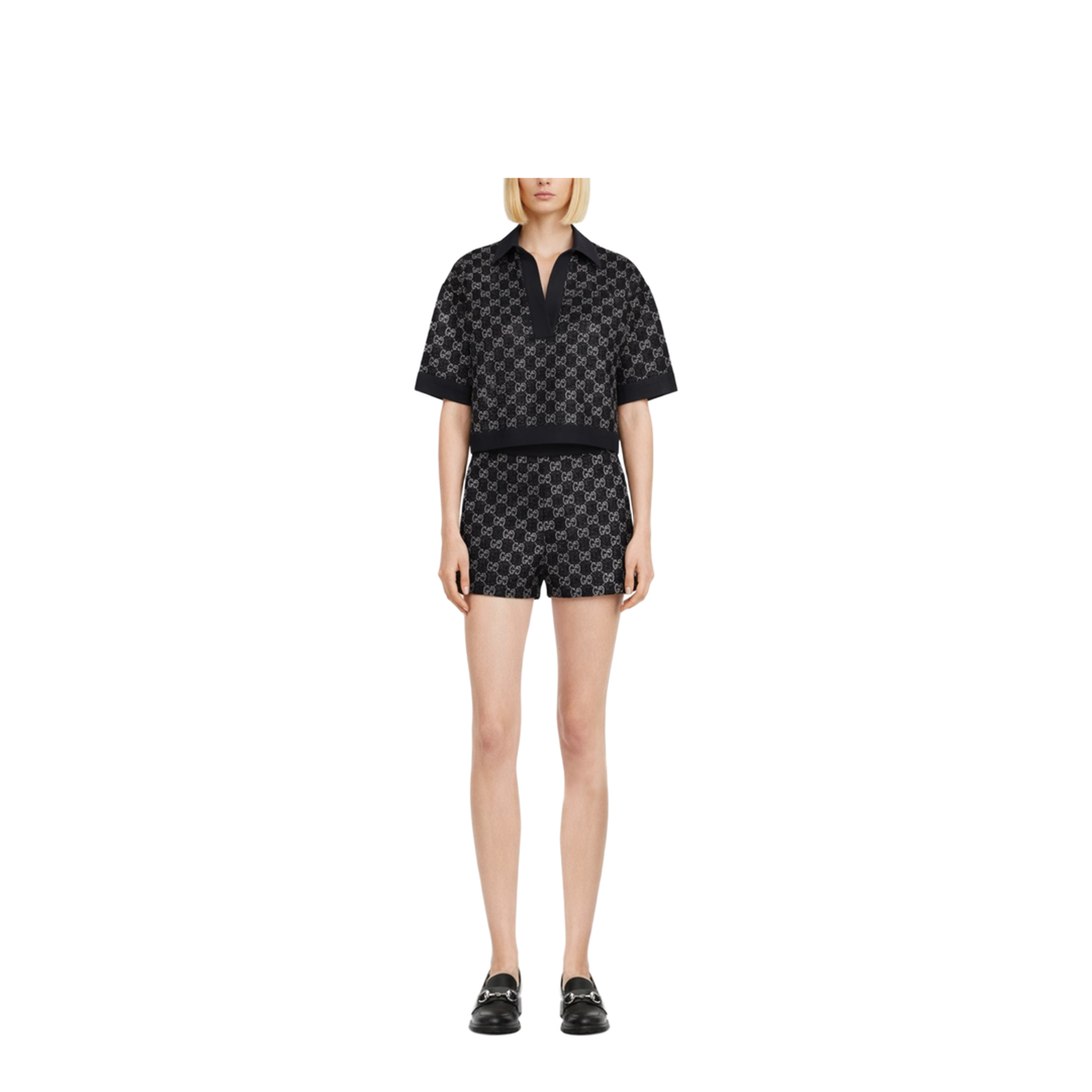 Embroidered Wool Tweed Lamé Shorts