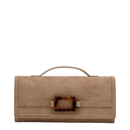 Belle Vivier Clutch Suede Brown