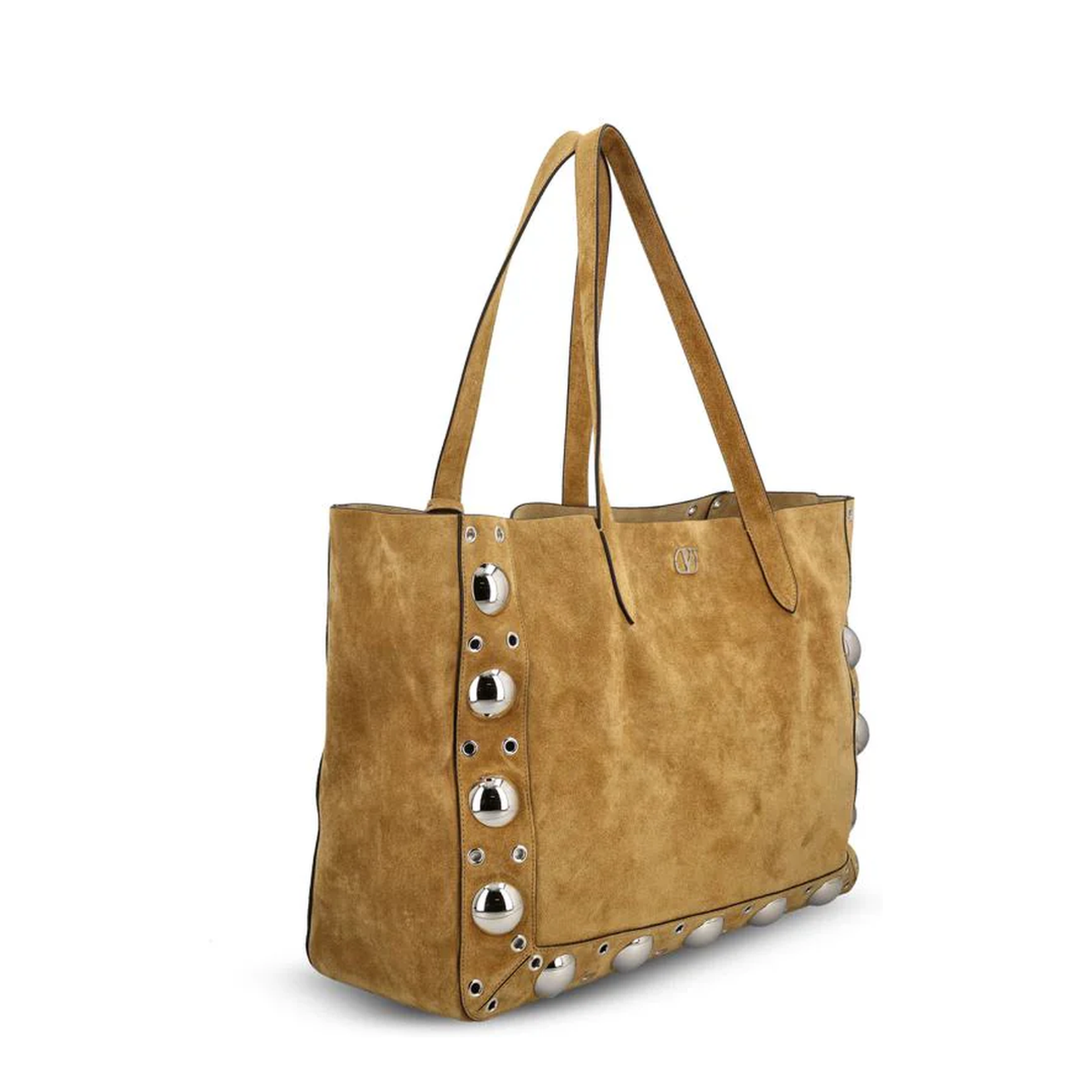 Suede Bag with VLogo and Studs