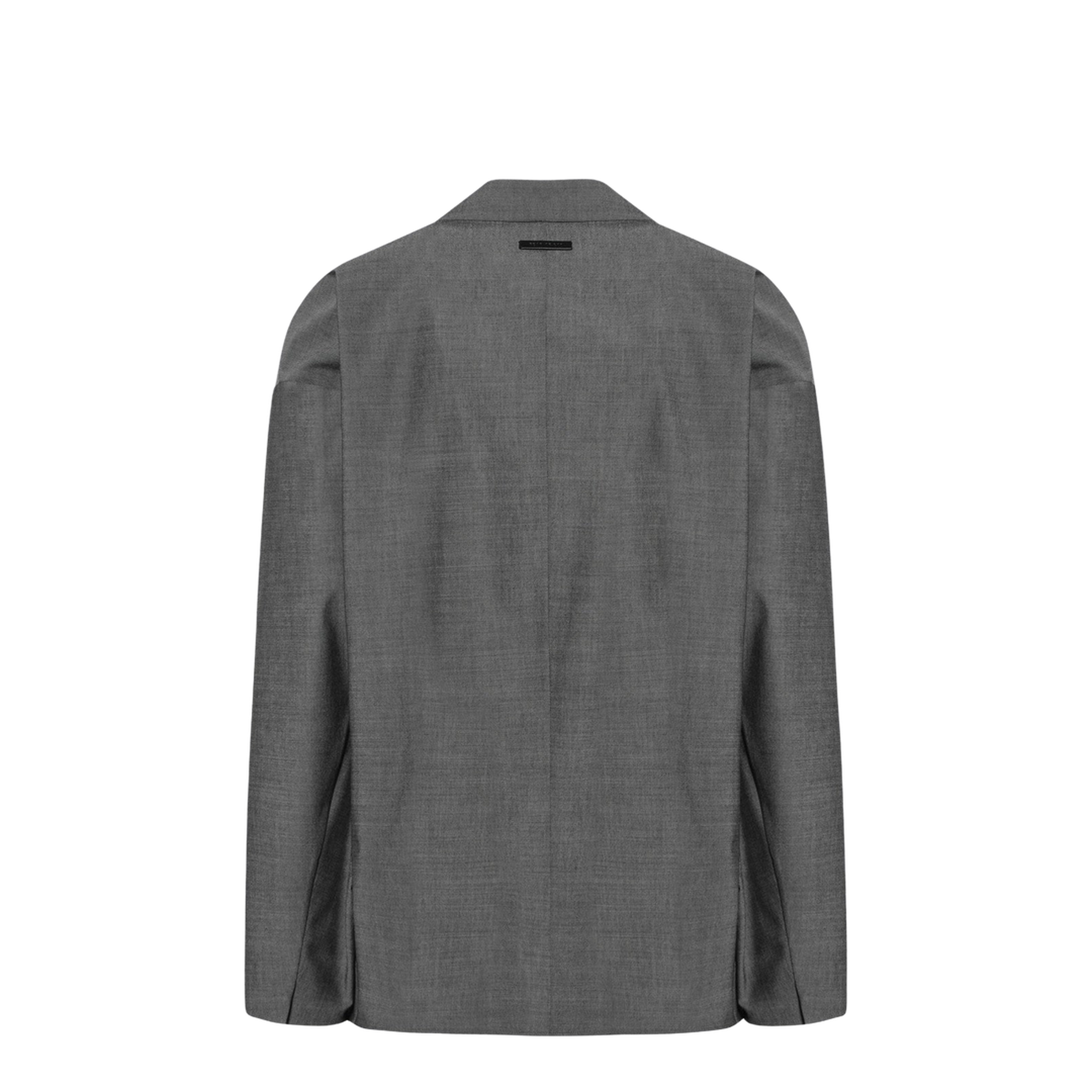 Gray Single-Breasted Jacket in Cotton and Wool
