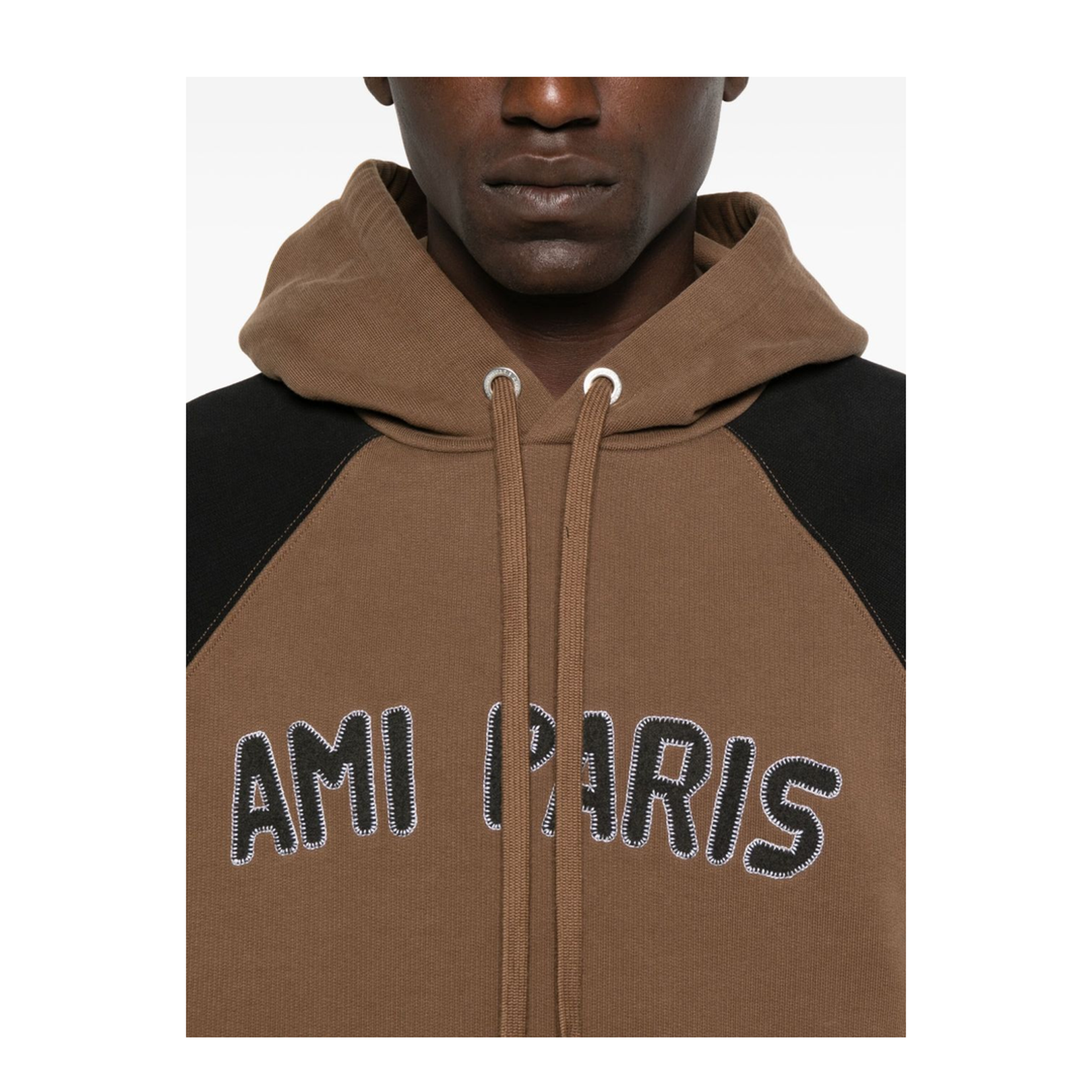 Cotton Colorblock Hoodie - Brown