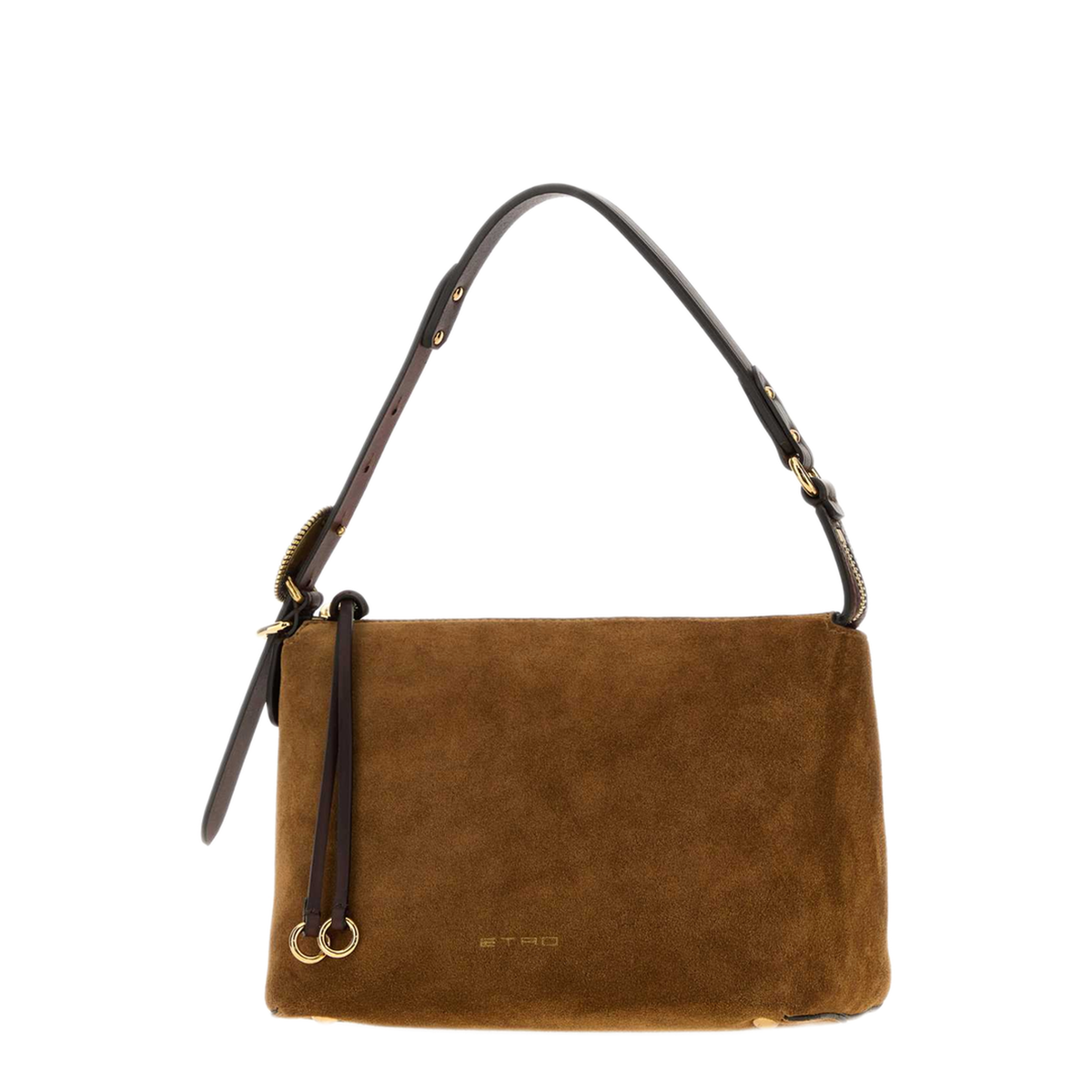 Small Suede Rosette Shoulder Bag - Camel