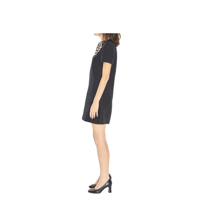 Black Dress with Bow on Front and Leopard Print