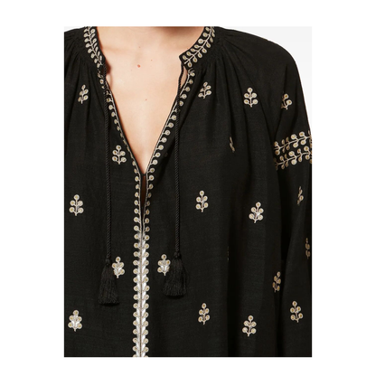 MAYFEYR - Isabel Marant - Rodis Embroidered Tussar Silk Blouse - HT0826FAD1J12I01BK