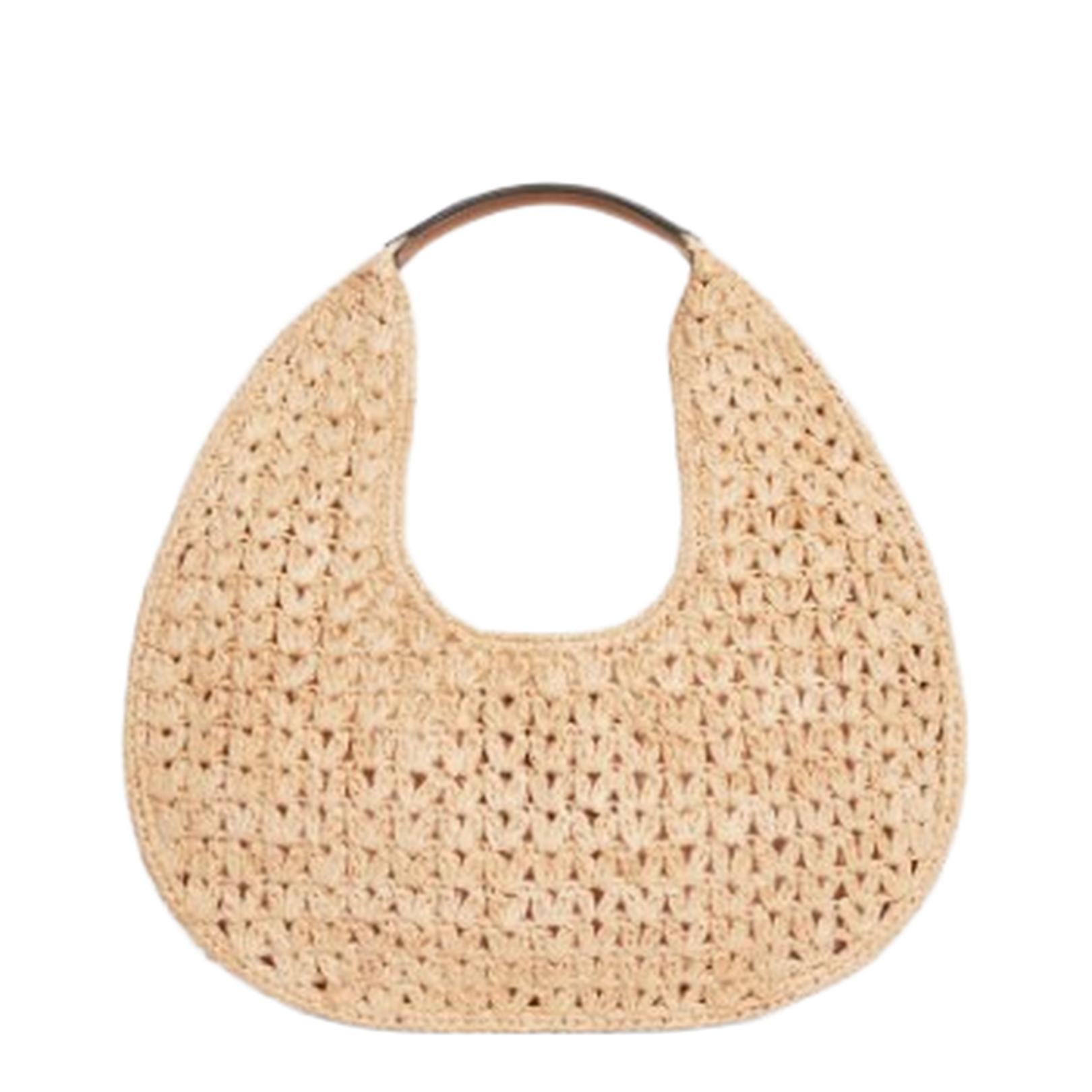 Classic Panier Hobo Bag in Raffia and Calfskin