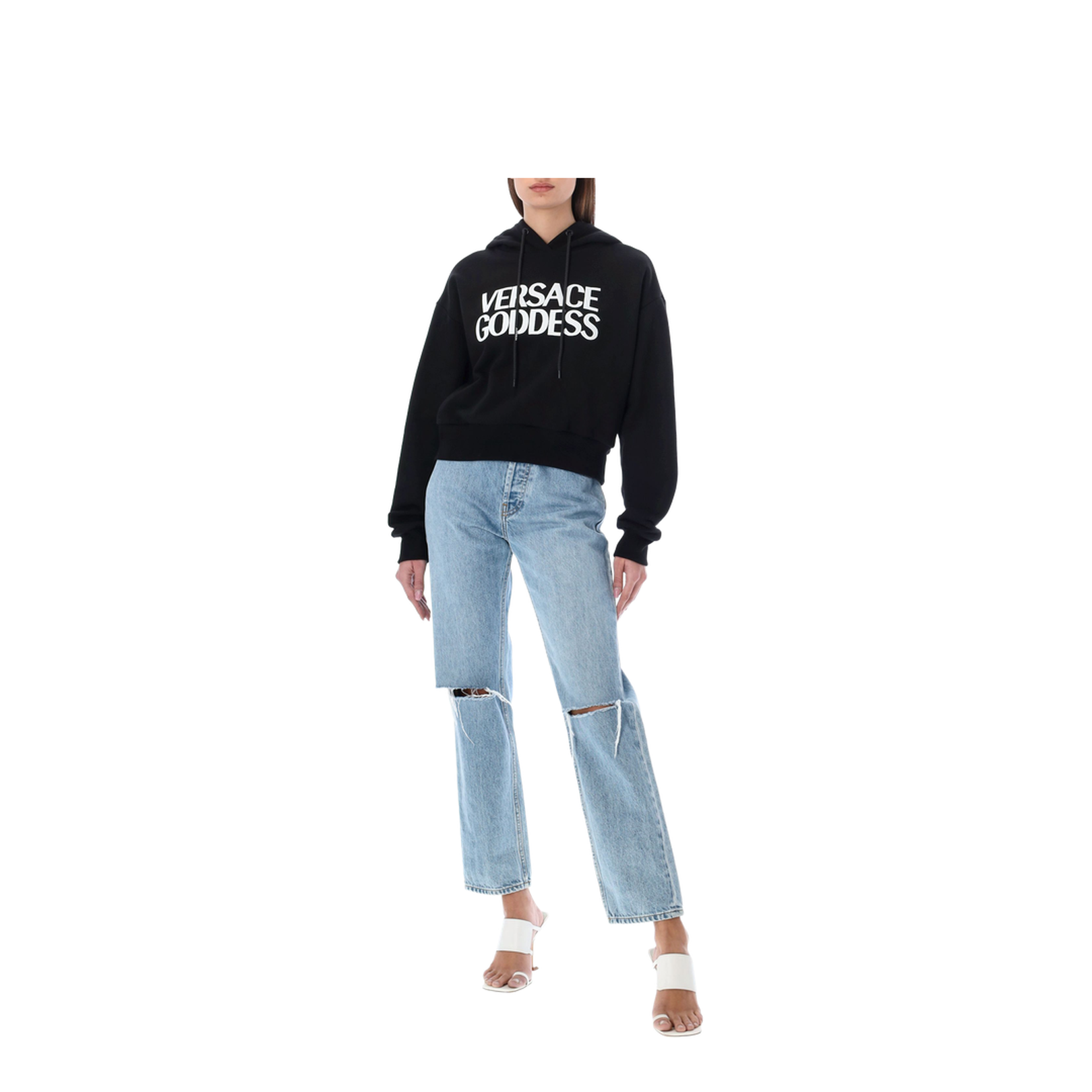 Crop Fit Cotton Sweatshirt In Black