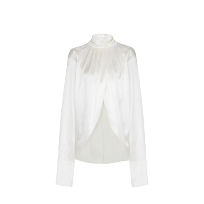 Draped Silk Blouse Shirt