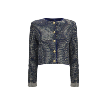 MAYFEYR - Balmain - Quilted Sequin Cardigan With Decorative Buttons - HF1KL918KK13