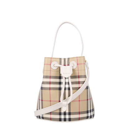 Mini Check Mini Coated Cotton-Blend Bucket Bag - Archive Beige/Soap Beige