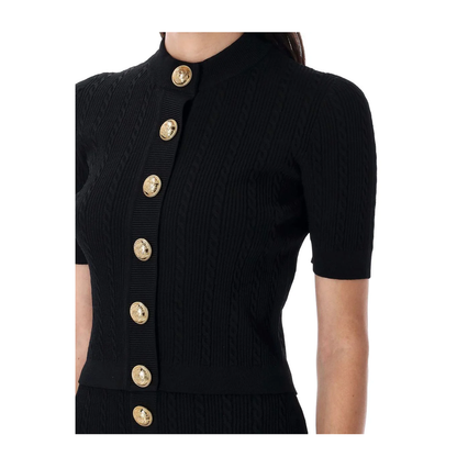 Buttoned Torsade Knit Cardigan