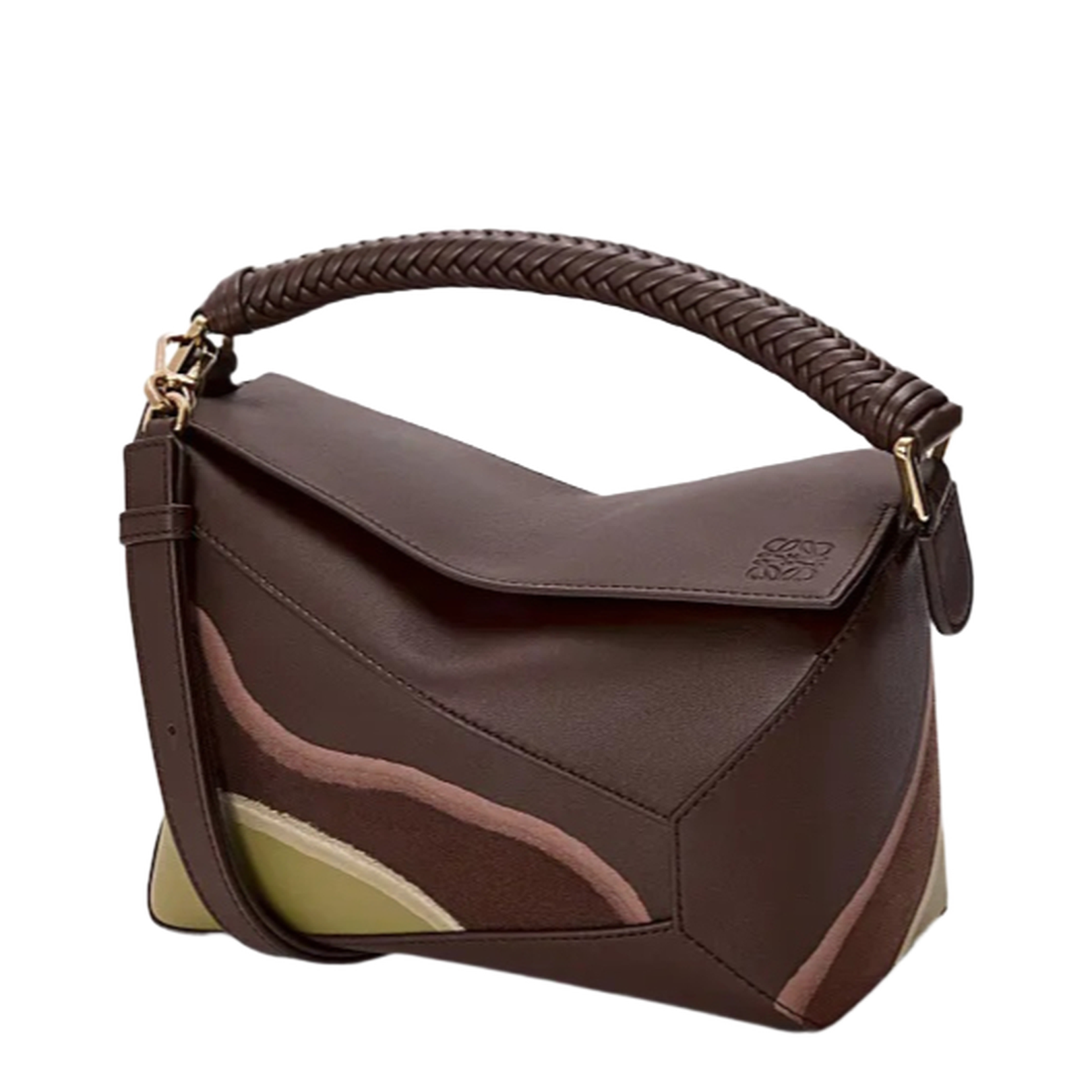 Small Puzzle Edge Landscape Bag in Nappa Calfskin Brown