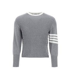 Thom Browne placed baby cable 4-bar cotton sweater