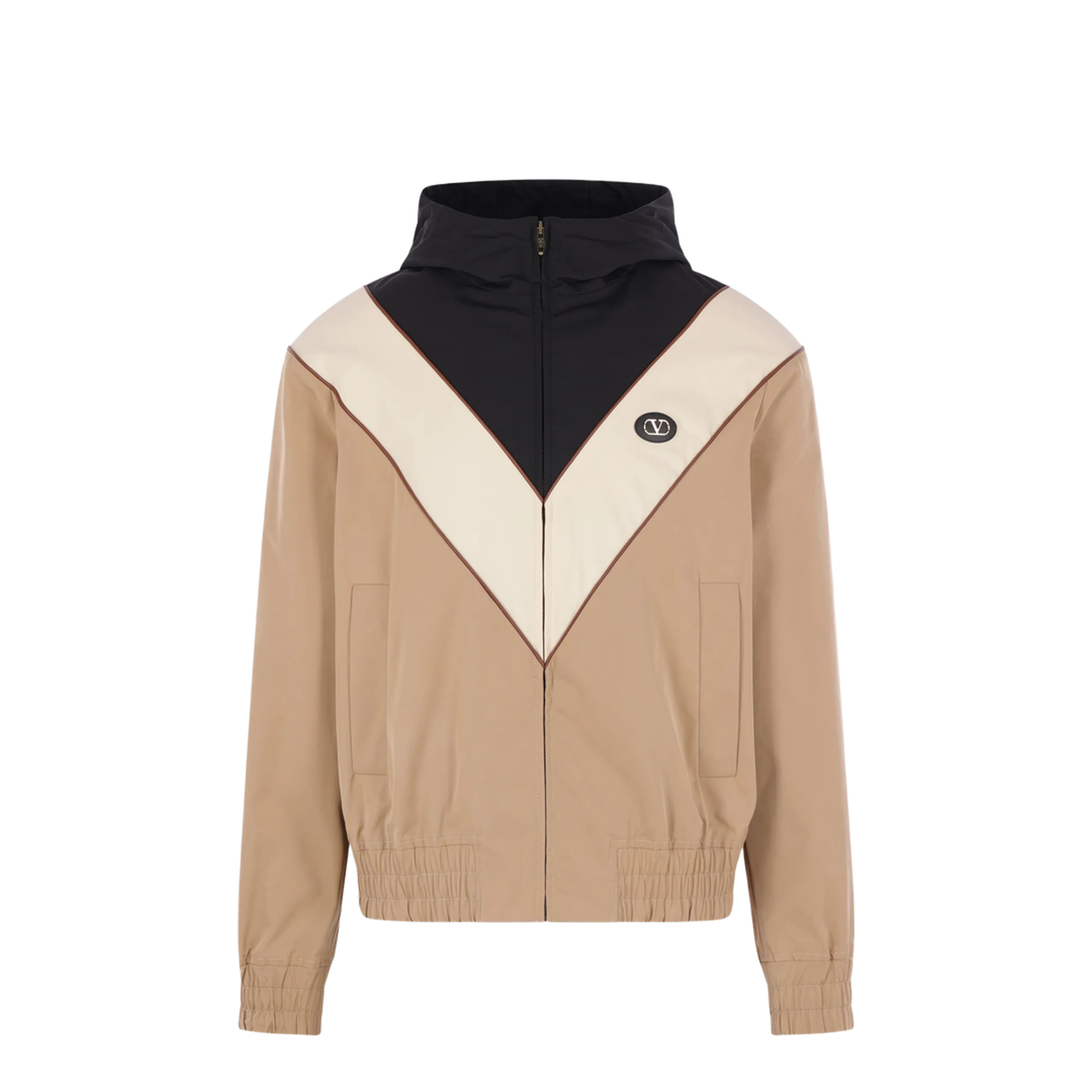VLogo Striped Jacket Beige