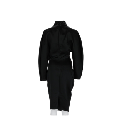 Draped Ramie Blend Satin Dress