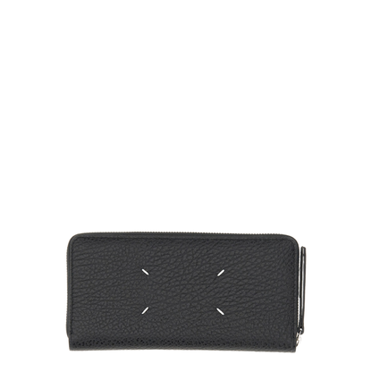 Four Stitches Calfskin Zip-Around Wallet - Black (Negro)