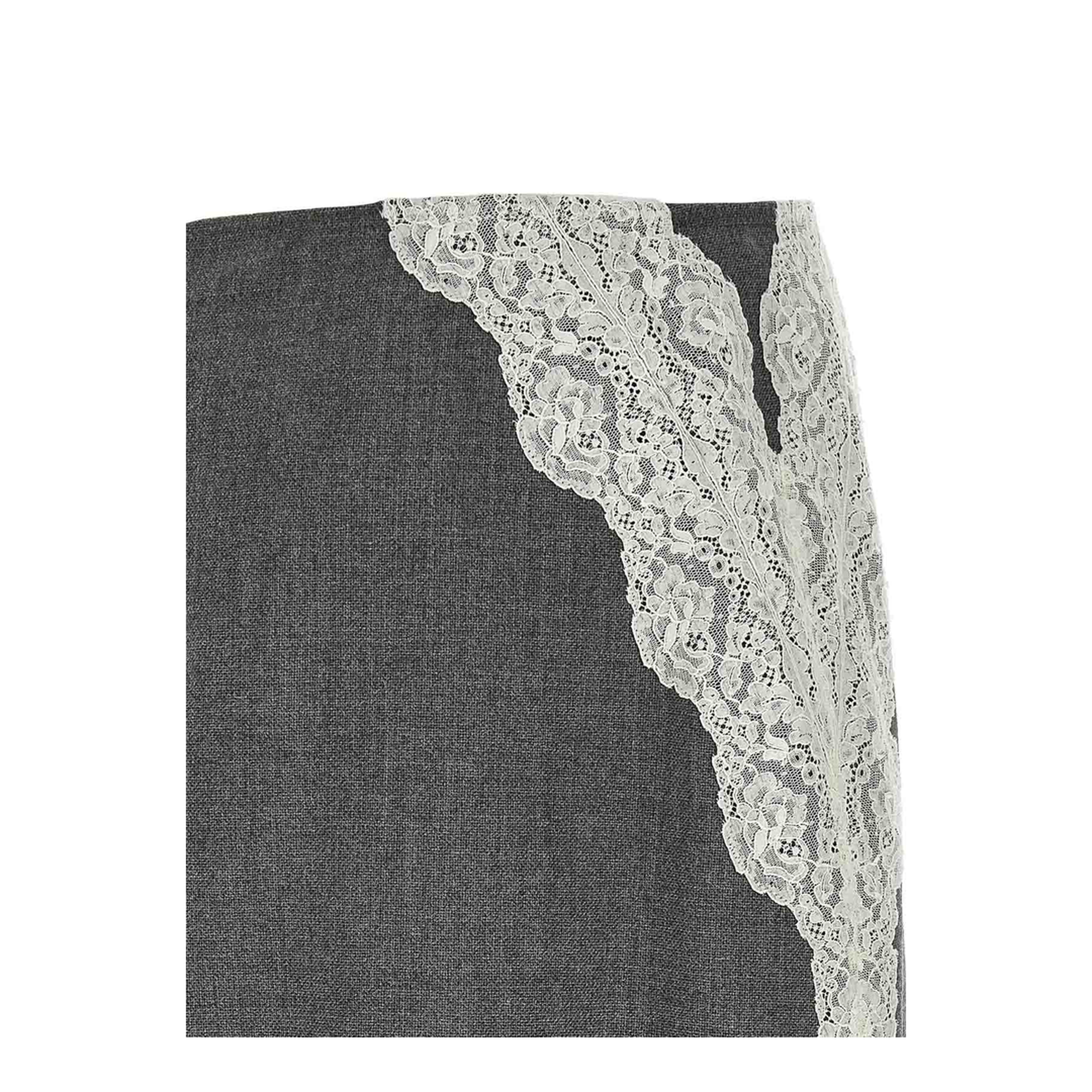 Organza Lace Wool Skirt - Grey