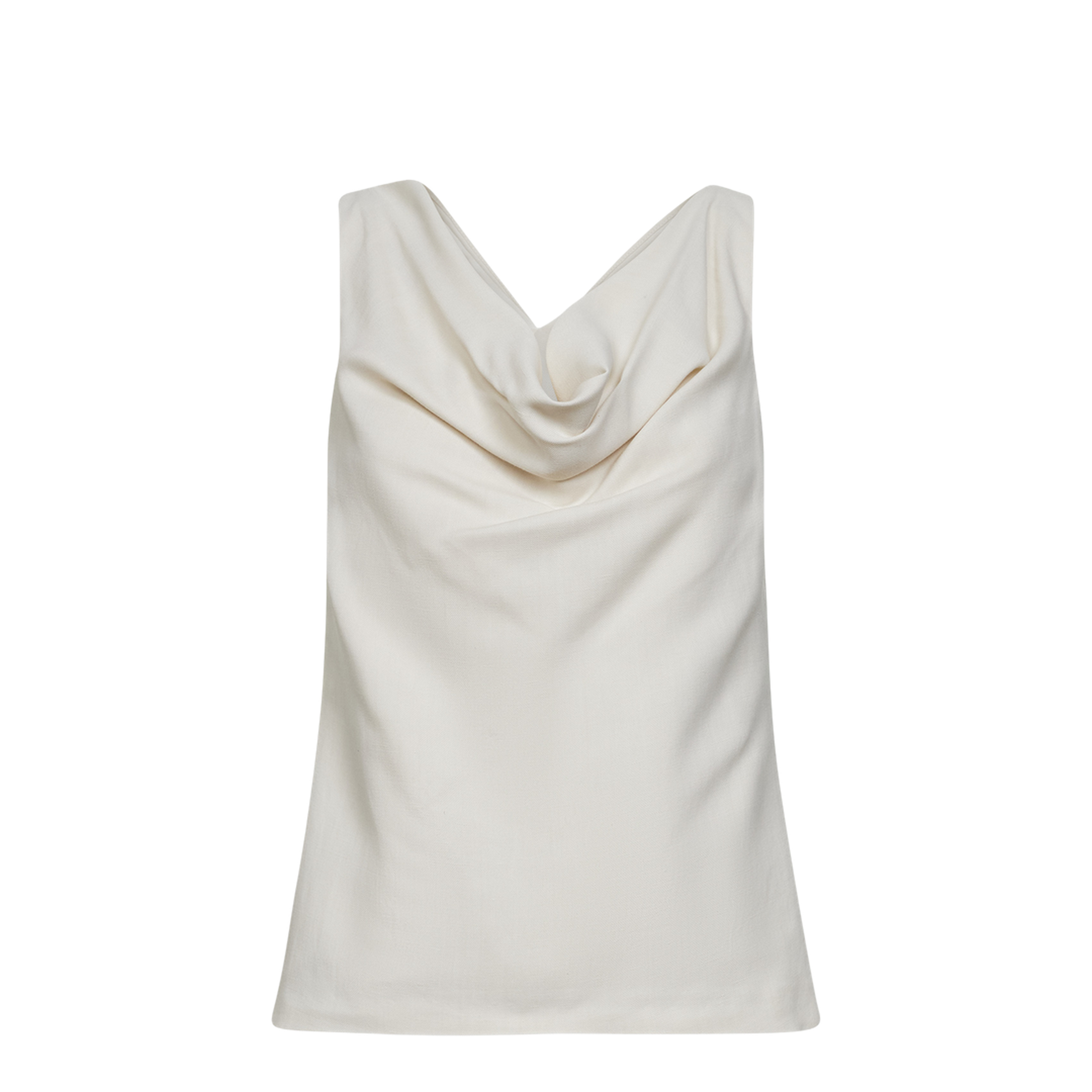 Viscose And Linen Fluid Twill Top Ivory
