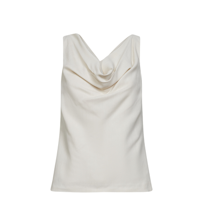 Viscose And Linen Fluid Twill Top Ivory