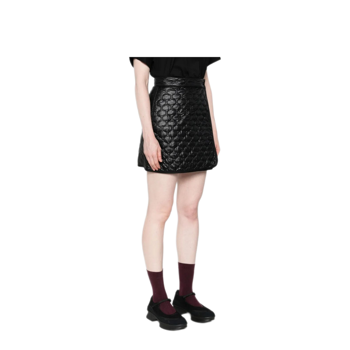 Square-Quilted Padded Mini Skirt