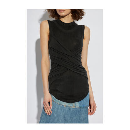 Black Twisted Double-Collar Tank Top