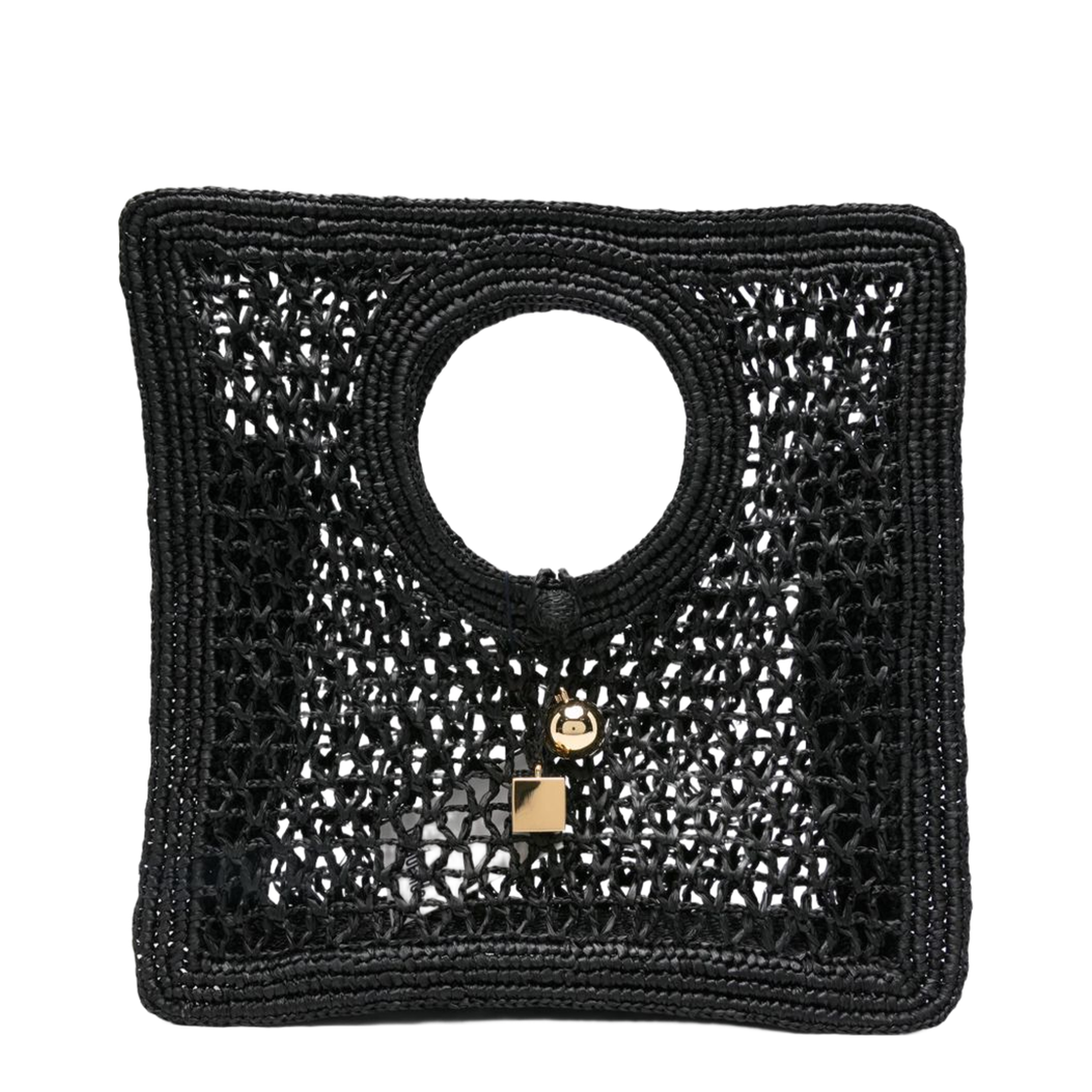 Le Petit Carré Spiaggia Small Raffia Tote - Black
