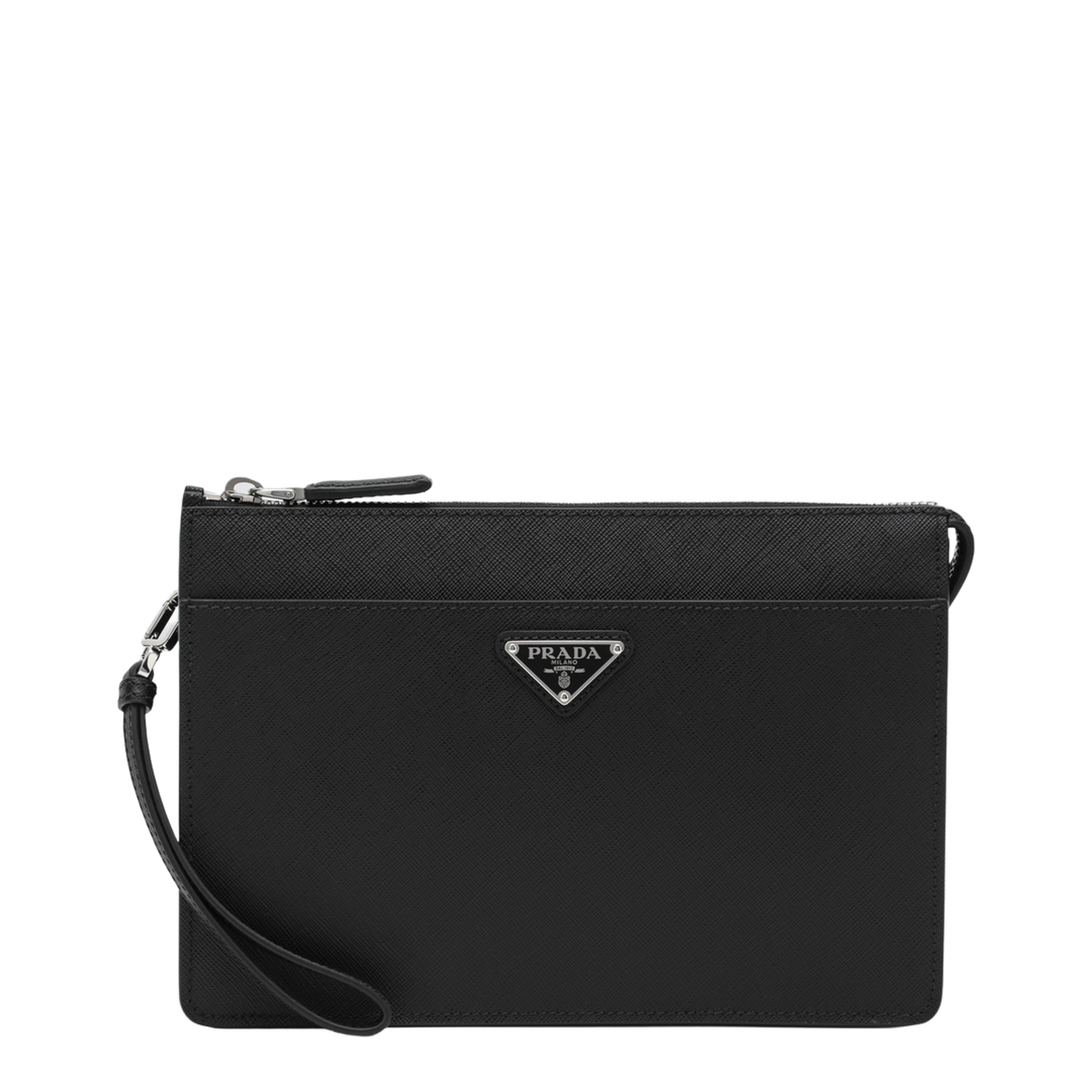 Saffiano Leather Pouch - Black