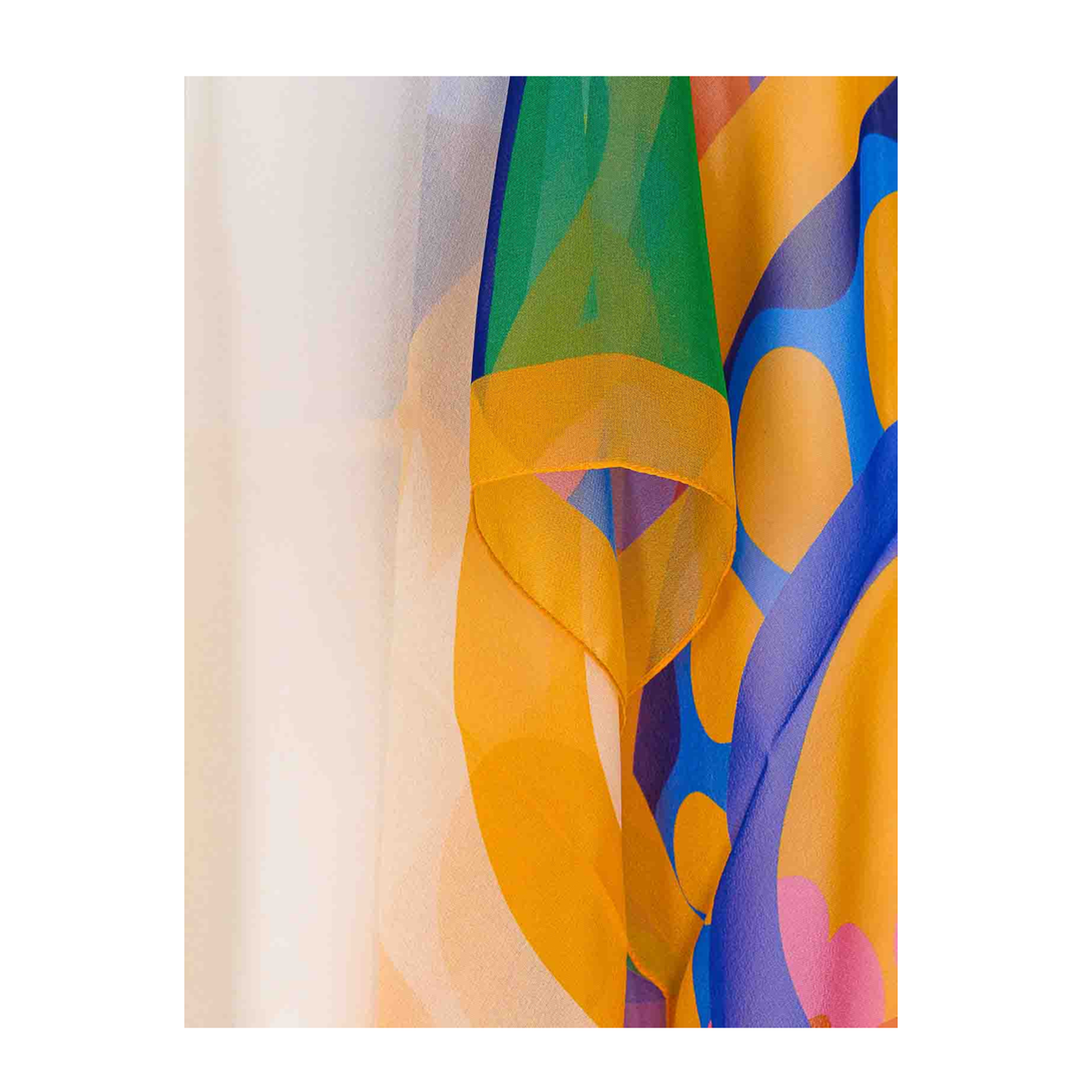 White Georgette Oversized Paisley-Print Asymmetric Poncho