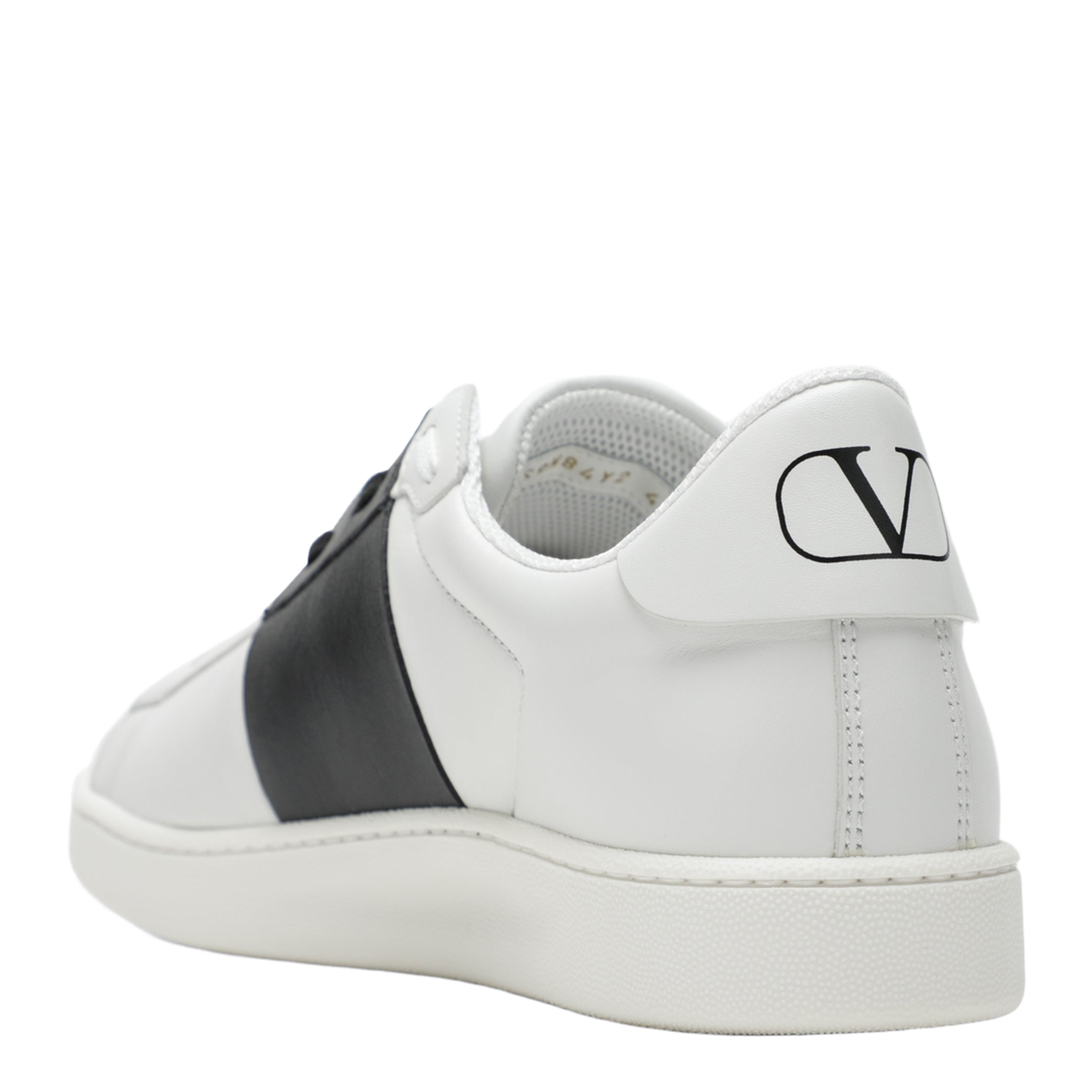 MAYFEYR - Valentino - Open Royco Nappa Calfskin Sneakers In White/Black - 9Y2S0N84BYAA01