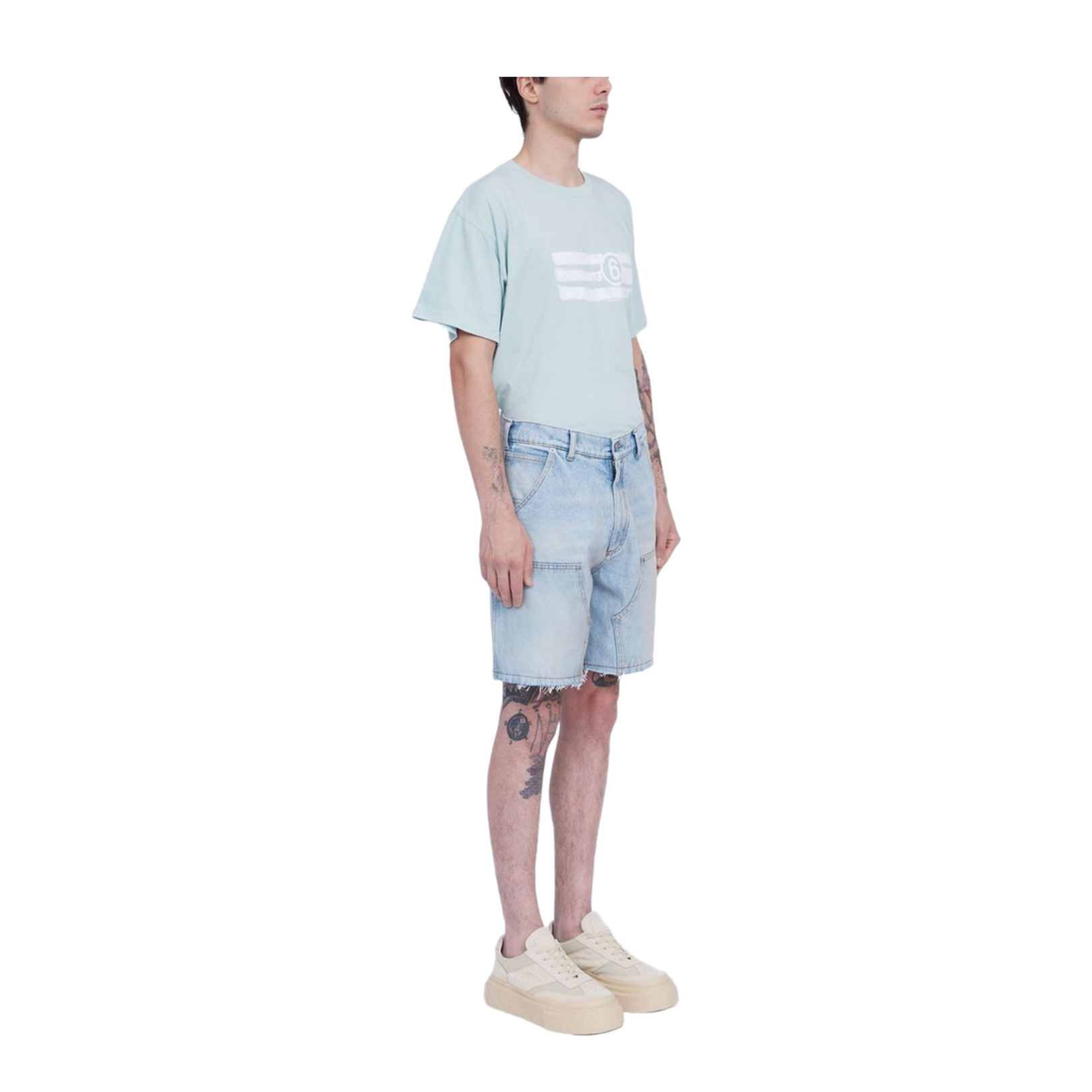 Light Blue Concealed Fly Shorts