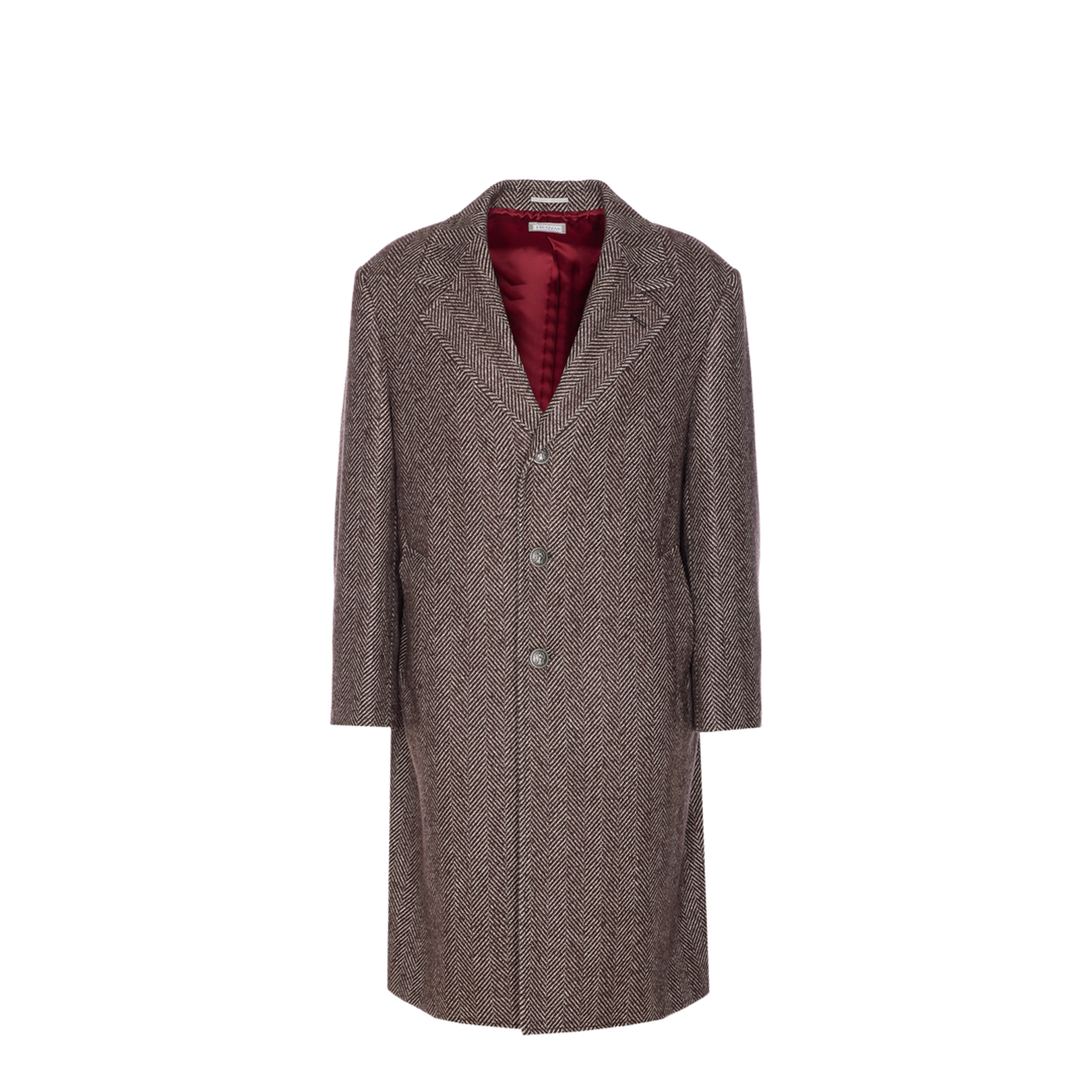 Beige Coat with Frontal Logo Buttons Closure