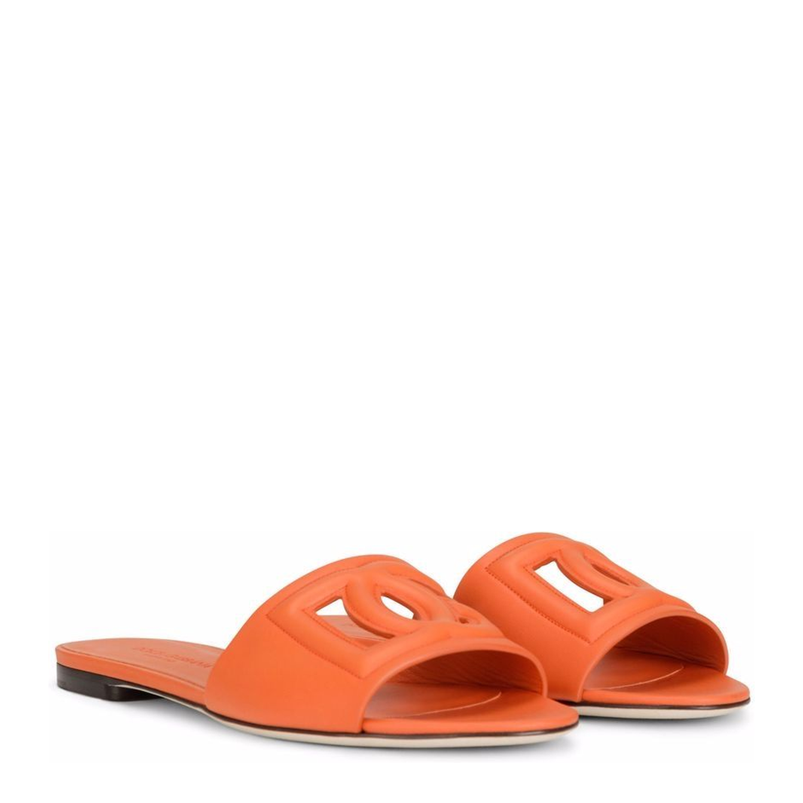 Flat DG Logo Leather Sandals